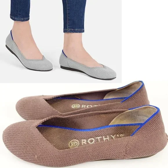 ROTHY'S Womens 100% Recycled Brown Nude Ballerinas Ballet Flat Shoes 5 Knitted - Picture 1 of 13